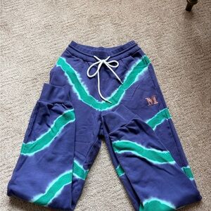 Missoni Navy & Teal Tie-Dye Sweatpants with Embroidered M